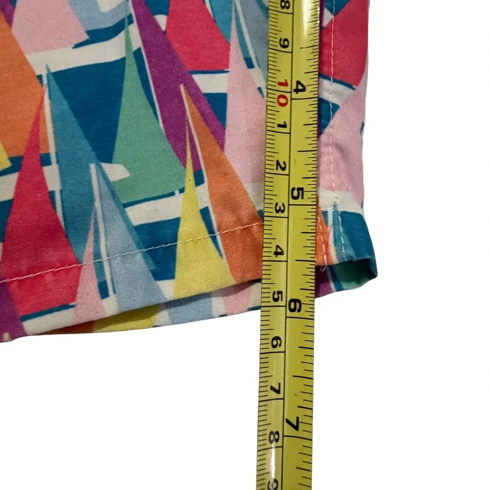 Michaels Mens Sailboat Print Swim Trunks Multicolor Mesh Lined Size Medium USA